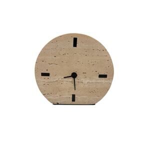 Ashley Furniture Signature Design Donfordson table clock beige travertine EUC